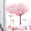 Ins Pink Cherry Drzew Jeleń Samoprzylepne Naklejki Ścienne Sypialnia Dekoracje Naklejki Tło Naklejki Home Decoration Pokój Dekoracje 211112