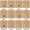 2022 Trendy Moon Star Birthstone Pendant Necklace Wish Card For Women Crystal Gold Color Clavicle Chain Mom Birthday Jewelry Gifts