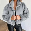 Mélanges féminines de laine de laine 2022 hiver européen américain coréen plus taille d'automne couleur solide furse cardigan cardigan femme chaude