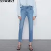 fashion Lady Women Femal Ladies slim fit hi-rise jeans high wasit Elegant slightly stretchy seamless hems zip fly pant 210520