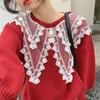 2 kolory koreański styl dzianiny swetry damskie luźne koronki patchwork latarnia z długim rękawem ciepły sweter skoczków kobiet (B9130 210423