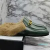 Designer Mode Frauen Echtes Leder Hausschuhe Flache Männer Maultiere Schuhe Leder Pelz Slipper Metall Kette Shoees Müßiggänger Outdoor Slipperes 2022