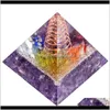 파우치 백 포장 디스플레이 쥬얼리 Tumbeelluwa Chakra Crystal Orgonite 피라미드 에너지 생성기가있는 구리 와이어 RO