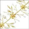 ジュエリーゴールドブライダルヘッドバンドラインストーン花の結婚式のヘッドピースブドウの巣の髪のaesporiesドロップデリバリー2021 VZQ1R