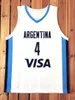 Maglia da basket personalizzata Luis Scola # 4 stampata bianca blu Qualsiasi nome Numero Taglia XS-4XL Maglie