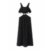 VuWyv Black Sexy Backless Slip Kobieta Suknie Lato Krzyż Paski Wieczorne Party Midi Sukienka Kobiety Elegancka Klamra Vestidos 210430