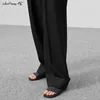 Mnealways 18 Spring Summer Black Ladies Office Trousers Women High Waist Pants Pockets Female Pleated Wide Leg Pants Solid 2022 211216