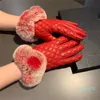 Moda damska rękawiczki na Lingge Rex Rabbit Furning Mouth Red Rękawiczki