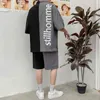 Männer Set Kleidung Hemd Shorts Anzug Patchwork Tasche Koreanischen Stil Sommer Oversize Casual Baumwolle Kurze Knielange Hosen Mode 210806