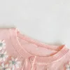 秋の赤ちゃんの女の子のセーター長袖の甘いソリッドカラー手作りウールニット刺繍ショートコート210515