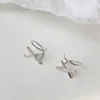 Hoop & Huggie MEYRROYU Sterling Silver X-Shape Micro-inlaid Zircon Wave Line Earring Female Creative Jewelry Accessories Birthday Gifts