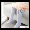 Vêtements bébé enfants maternité goutte livraison 2021 petites filles arc genou haut résille bébé enfant en bas âge bowknot dans le tube chaussettes enfant évider chaussette DKL