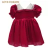 Love DDMM Girls Princess Sukienki Lato Pearl Koronki Luźne Ubrania Dzieci Odzież Vestidos Kids Party Dress Costume 3-8 210715