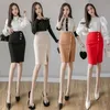 Elegante hoge taille stretch side slok rok vrouwen plus size s-5xl zwart rood Khaki office pencli rokken kleding vrouwelijke x0428