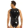 Latex Catsuit Uomo Babydoll Body Lingerie Wetlook PVC Pelle Perizoma Tuta Cerniera posteriore Tuta complessiva Homme Sexy Clubwear L5450184