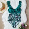 Sexy New Ruffle One Piece Swimsuit Off The Shoulder Swimwear Women Swimsuit Deep-V Bathing Suits Beach Wear Swim Suit color you want