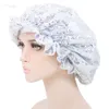Satin Bonnet Hair Caps Sequins Double Layer Justera Sleep Night Cap Head Cover Hat för Curly Springy Hair Styling Tillbehör