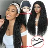 Headband Wig Braided Wigs with Curly Faux Locs Crochet Braid Hair for Black Women Ombre 24 Inch Long Synthetic Braids Wig