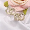 18k oro plateado marca diseñadores letras tachuelas pendientes 925 plata encanto mujeres cristal rhinestone perla Pendiente para la fiesta de bodas Accesorios de Jewerly