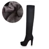 Mode Femme Sur Les Bottes Au Genou Hiver Hautes Femmes Plateforme Talons Longues Dames Chaussures Plus Taille 47 210911