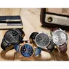 Man's Quartz Auto Data Zegarek Wodoodporne zegarki skórzane dla mężczyzn Casual Silver Watch dla mężczyzn