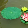 （5個/ロット）緑の蓮の葉本物のタッチ人工花のエヴァの睡蓮の浮遊プールの家の庭の装飾のための花
