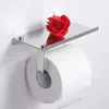 Black Wall Mounted Toilet Paper Holder Tissue Mobile Phone Bathroom Roll Rack Mount Product 210720