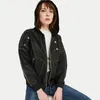 Femmes Pu Veste En Cuir Casual À Capuche Faux Doux Biker Moto Dames De Base Balck Rue Survêtement Manteau 210430