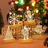 Julnattljus Juldekorationer Santa Snowman LED Light Bedroom 3D Bordslampa Xmas Gift JJA9215
