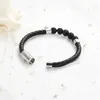 Bangle Echt Leer Crematie Armband Lava Rock Urn Voor As Vrouwen Mannen Memorial Keepsake Jewelry270N