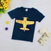 Airplane Boys Clothes Summer Kids T-Shirts Green Navy Aircraft Fashion Children Tops Baby Boy Tees Shirts 100% Cotton Clothes 210413