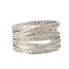 Cluster Rings 925 Sterling Silver Full Micro Pave Cubic Zirconia Multi Wrap Layer Finger Sparking Fashion Lyx vigselring