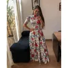 Plus Rozmiar 5xl Czechy Kwiat Drukuj Kobiety Sukienka Casual O Neck Hollow Out Beach Maxi Suknie Letni Pas Party Dress Vestido 210507