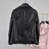 Spring Moto Biker Faux Кожаные Куртки Женщины PU Пальто повседневной молнии с ремень моды Вершина 210430