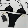 Tasarımcı moda g zincir siyah kadın mayolar bikini seti çok renkli yaz saati plaj mayo rüzgar mayo
