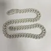 Ketten Meisidian 20 zoll S925 Silber Euro ausgeschnitten Diamant 14mm Kubaner Link Moissanite Halsketten Armband für Herren