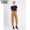 TRAF Women Vintage High Waist Harem Pants Washed Effect Jeans Chic Fashion Pockets Zipper Fly Denim Pants Ankle Jean Trouser 210415