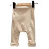 Spodnie dla dzieci Wiosenne Dzieci Ubrania Urodzone Proste Solidne Kolor Legginsy Toddler Boys Girls High Waist Bawełniane spodnie 210515