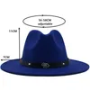 Män Kvinnor Bred Brim Ull Felt Jazz Fedora Hats British Style Trilby Party Formell Panama Cap Vit Gul Klänning Hat 56-60cm