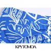 Kpytomoa kvinnor chic mode draped tryckt asymmetri mini kjol vintage hög midja sida dragkedja kvinnlig kjolar mujer 210621