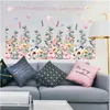 92 * 53cm romantic flowers wall sticker, colorful plant socket decoration, beautiful butterfly decoration for home, for bathroom 211124