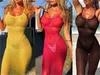 Sexy Women's Beach Dress Bikini Cover Up See Through Beachwear Sun Beach Dress Vestido Summer Vacation 525 X2