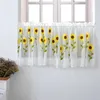 1 Stück Stangentasche Kurze Vorhänge Blume bestickt Halbvorhang für Küchentür Schrank Drapieren Café Tüll Fensterpaneel Sheer 210712