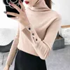 Fashion Casual Women Sweater Winter Turtleneck Long Sleeve Clothing Soft Solid Cotton Slim Fit Tops 5284 50 210508