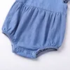 Zomer Denim Flying Mouw Romper Babykleding Peuter Meisje Bodysuits Kinderen 210528