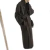 秋の冬の女性のエレガントなロングウールのコートベルトの固体袖シックなアウターレディースオーバーコート