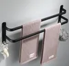 Colgador de toalleros, estante de aluminio negro mate, soporte montado en la pared, organizador de baño, estante de barra, gancho de cocina