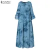 Casual Dresses Rayon Long Sleeves Vestidos Floral Printed Sundresses Female Baggy Robe Femme Women Autumn Oversized