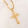 18 k Solid Fine Yellow Gold Pendant Filled CZ Charms Lines Necklace Jewelry Factory God gift4368669