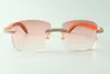 Lunettes de soleil diamant à double rangée de vente directe 3524025 avec branches en bois orange, lunettes de créateur, taille: 18-135 mm